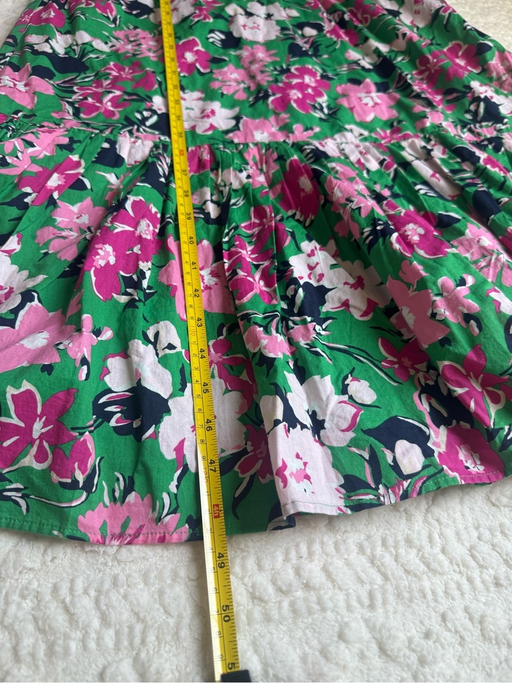 J.Crew Factory Floral Ruffle Trim Midi Dress Green Pink Sleeveless Size 12 - Picture 8 of 10